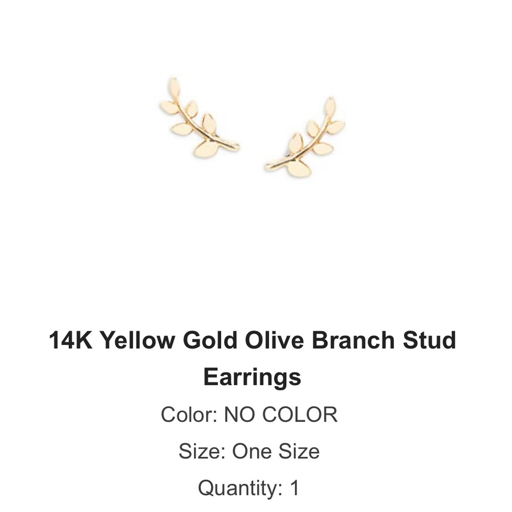 Saks 5th Avenue 14k solid yellow gold olive branch studs